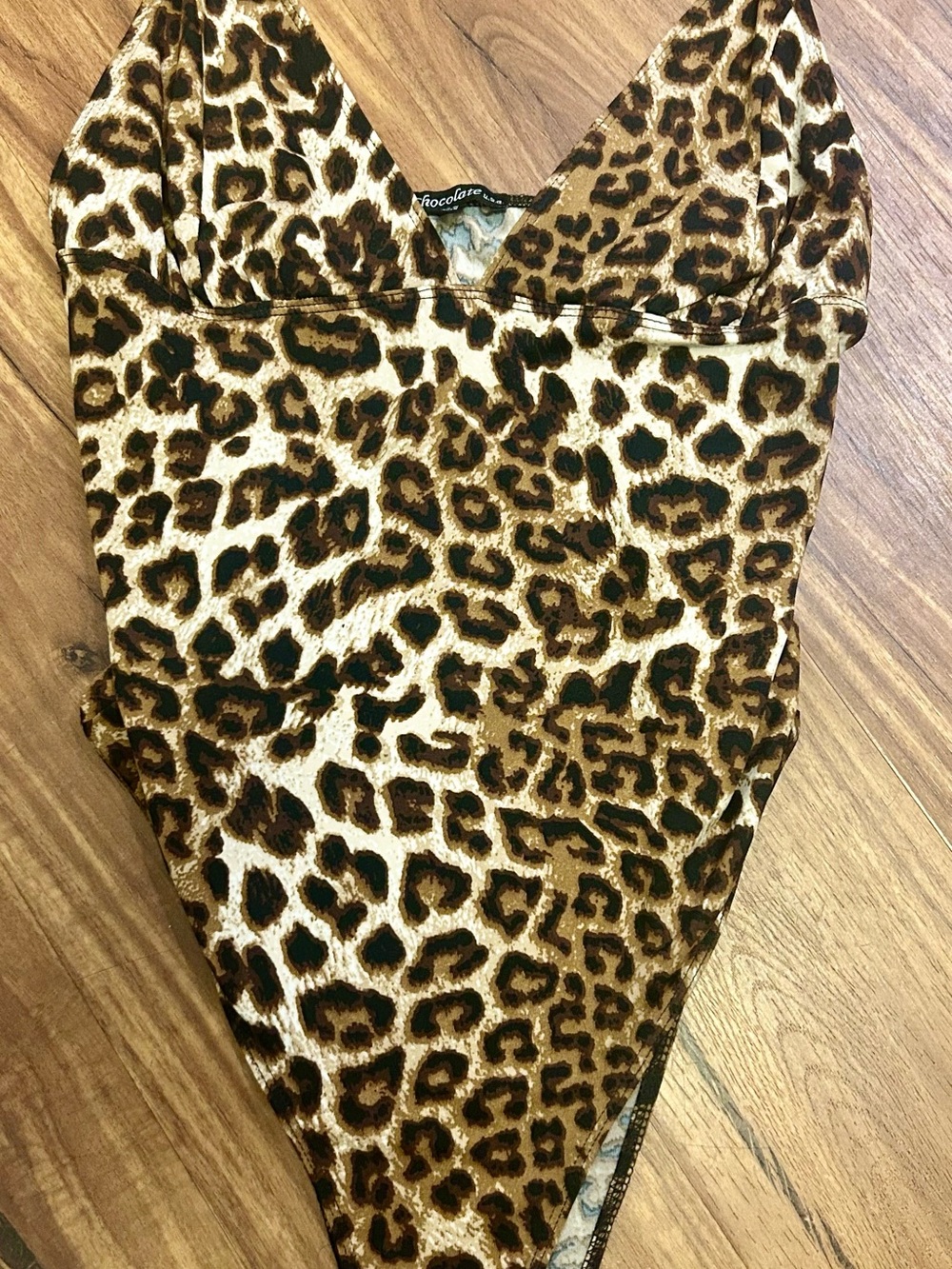 Leopard Print One Piece Snaps Adjustable Straps Chocolate USA Large
